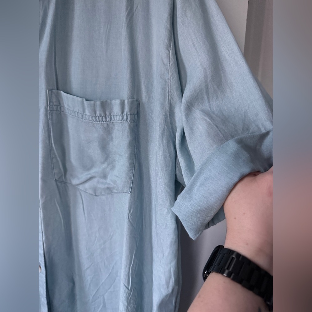 aerie Soft Light Blue Button-Down Shirt - Picture 2 of 5